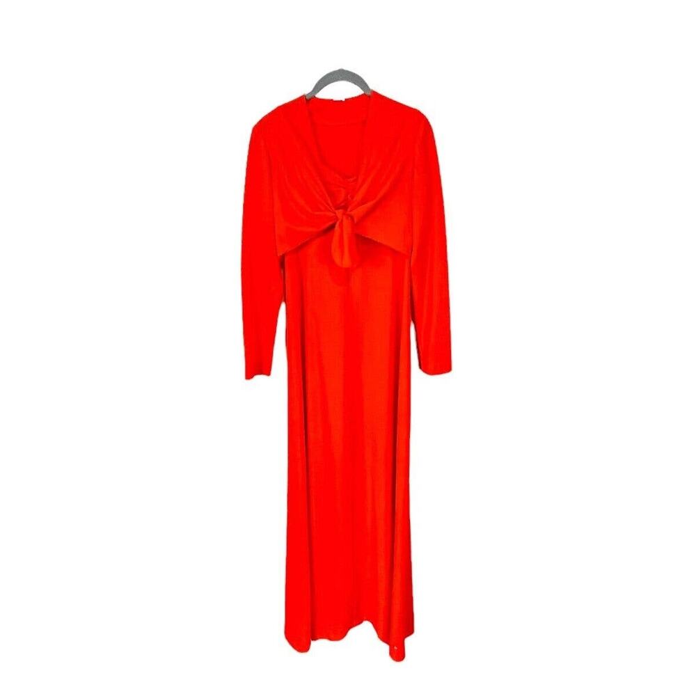 1960s Maxi Dress And Tie Front Cropped Shrug Vintage Womens Orange Size XS/S